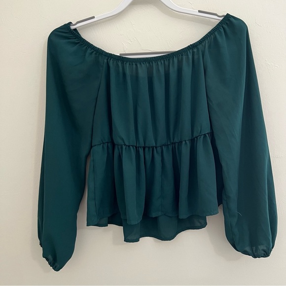 SHEIN Off Shoulder Peplum Crop Blouse L - Picture 7 of 10